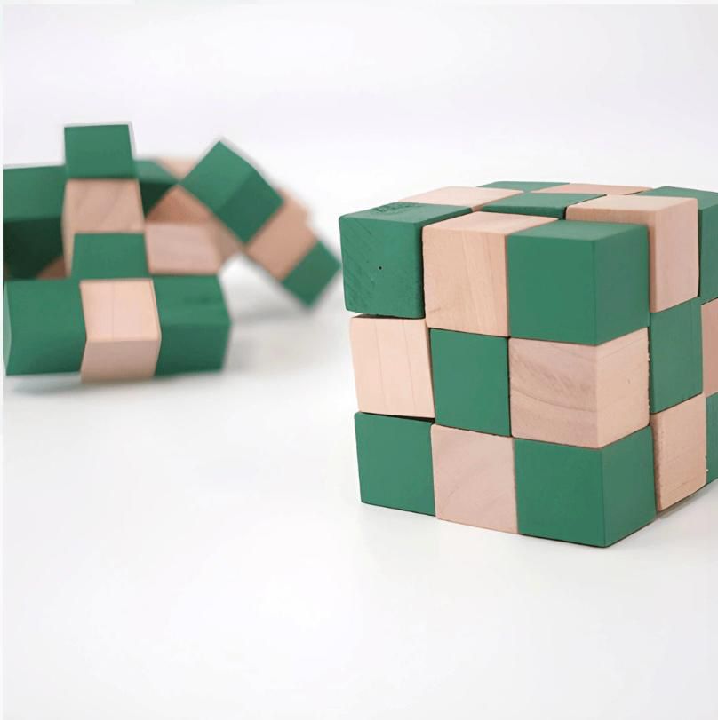Wooden Snake Cube Puzzle