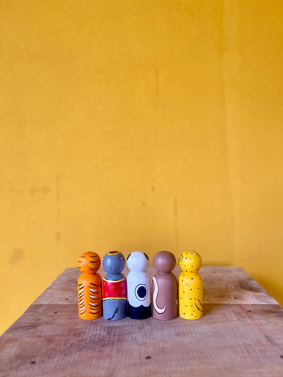 Animal Peg Doll Set (Set of 5 Dolls)