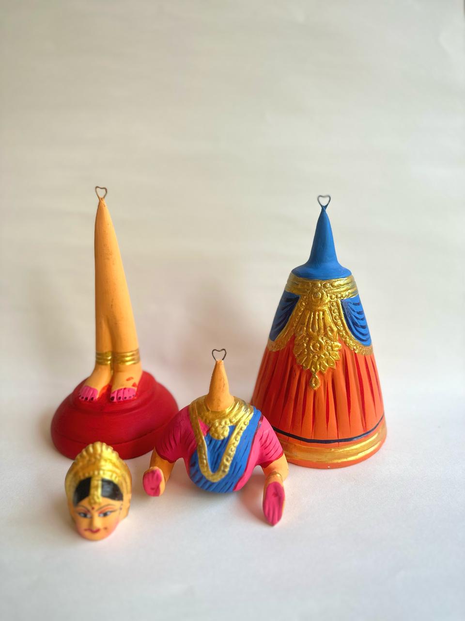 Tanjore Dancing Doll (Blue & Orange)