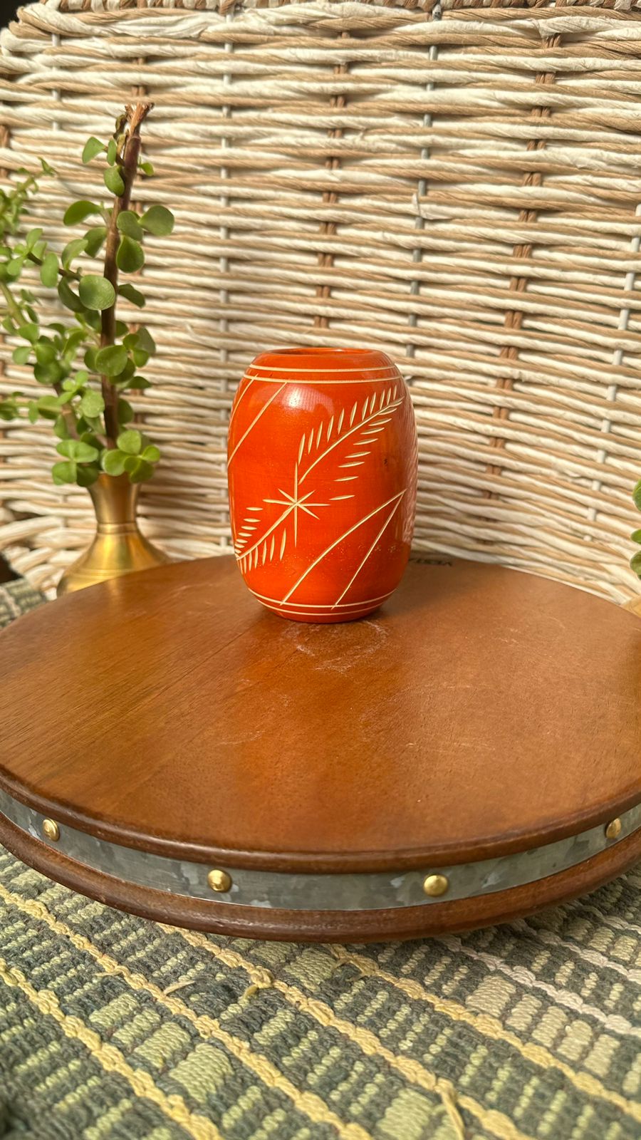 Handcrafted wooden pen holder for desk