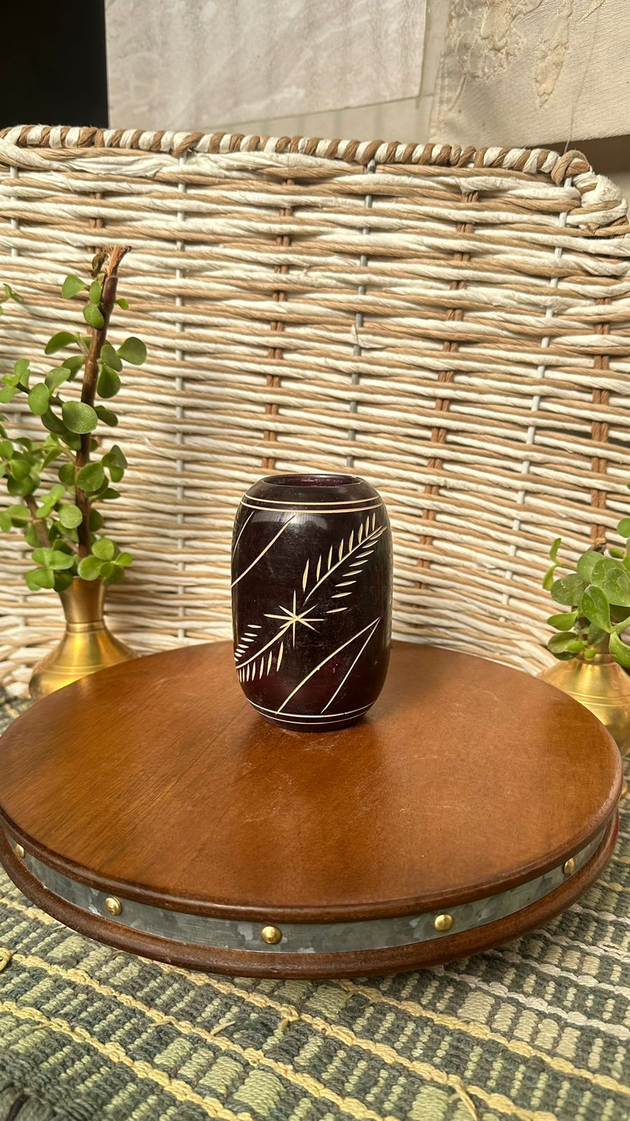 Handcrafted wooden pen holder for desk