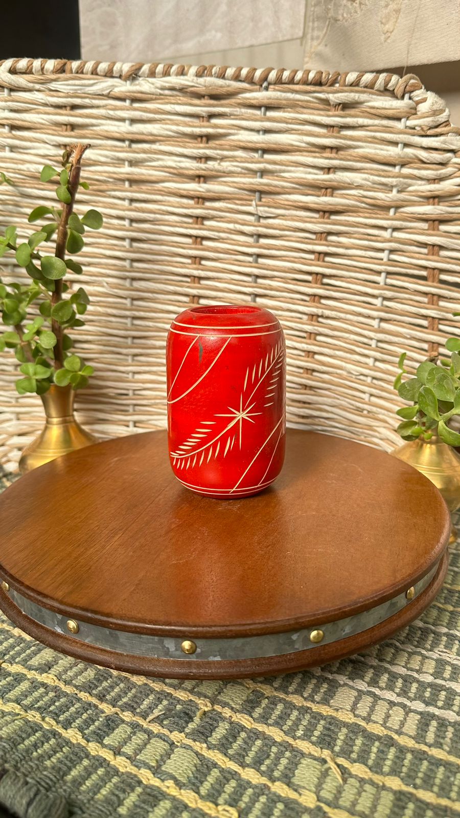 Handcrafted wooden pen holder for desk