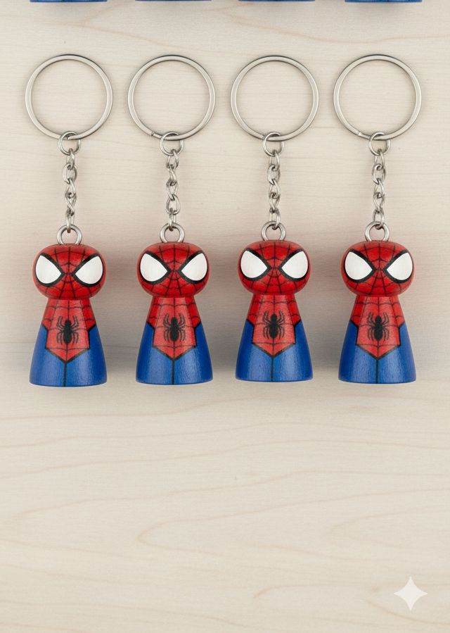 Spiderman Wooden Keychain