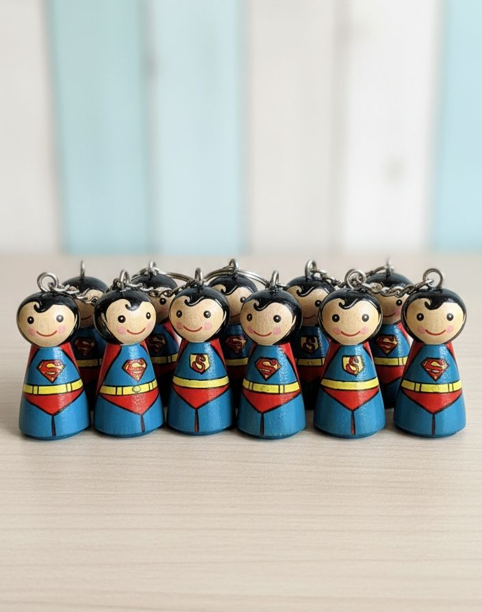 Superman Wooden Keychain