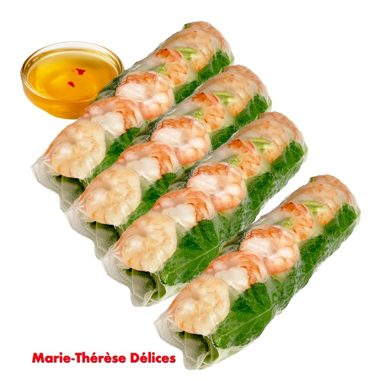 4 Rouleaux de Printemps aux Crevettes + Sauce