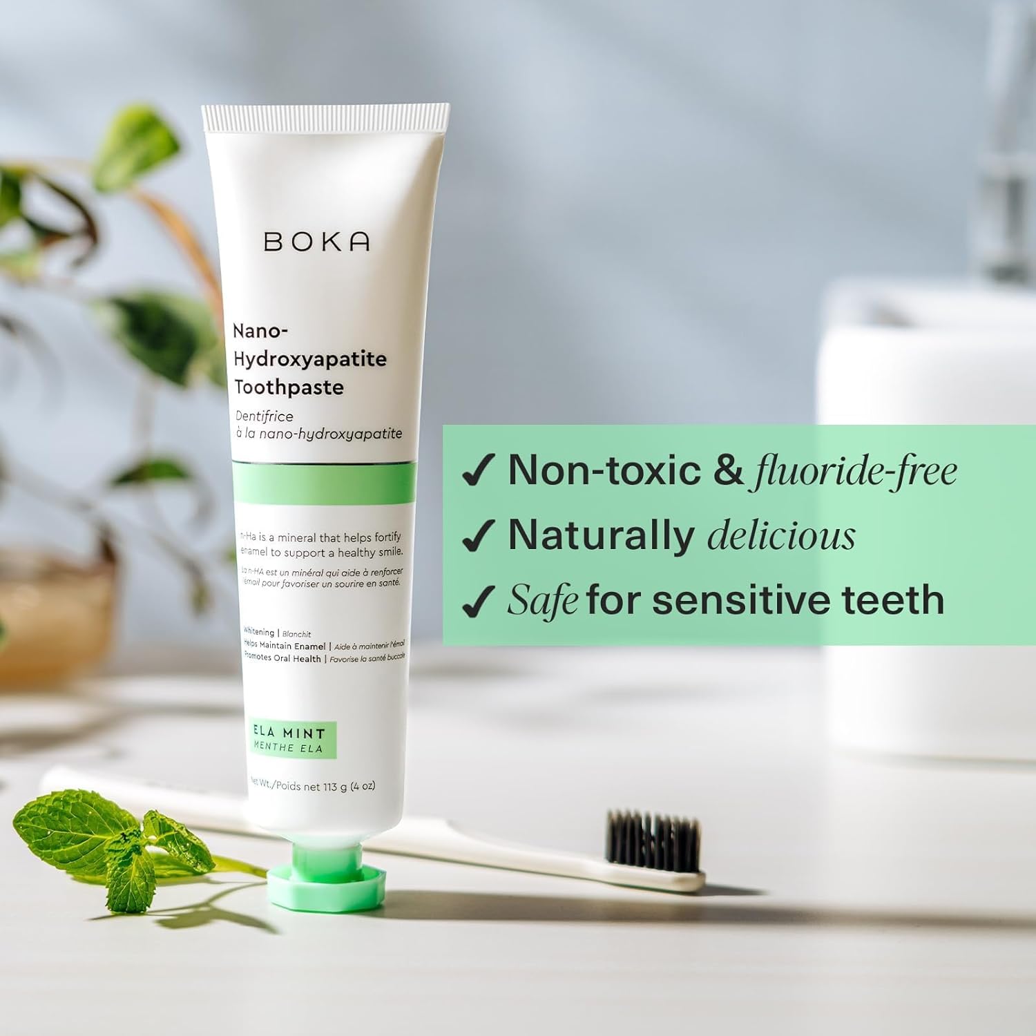 Boka Fluoride Free Toothpaste - Nano Hydroxyapatite, Remineralizing, Sensitive Teeth, Whitening