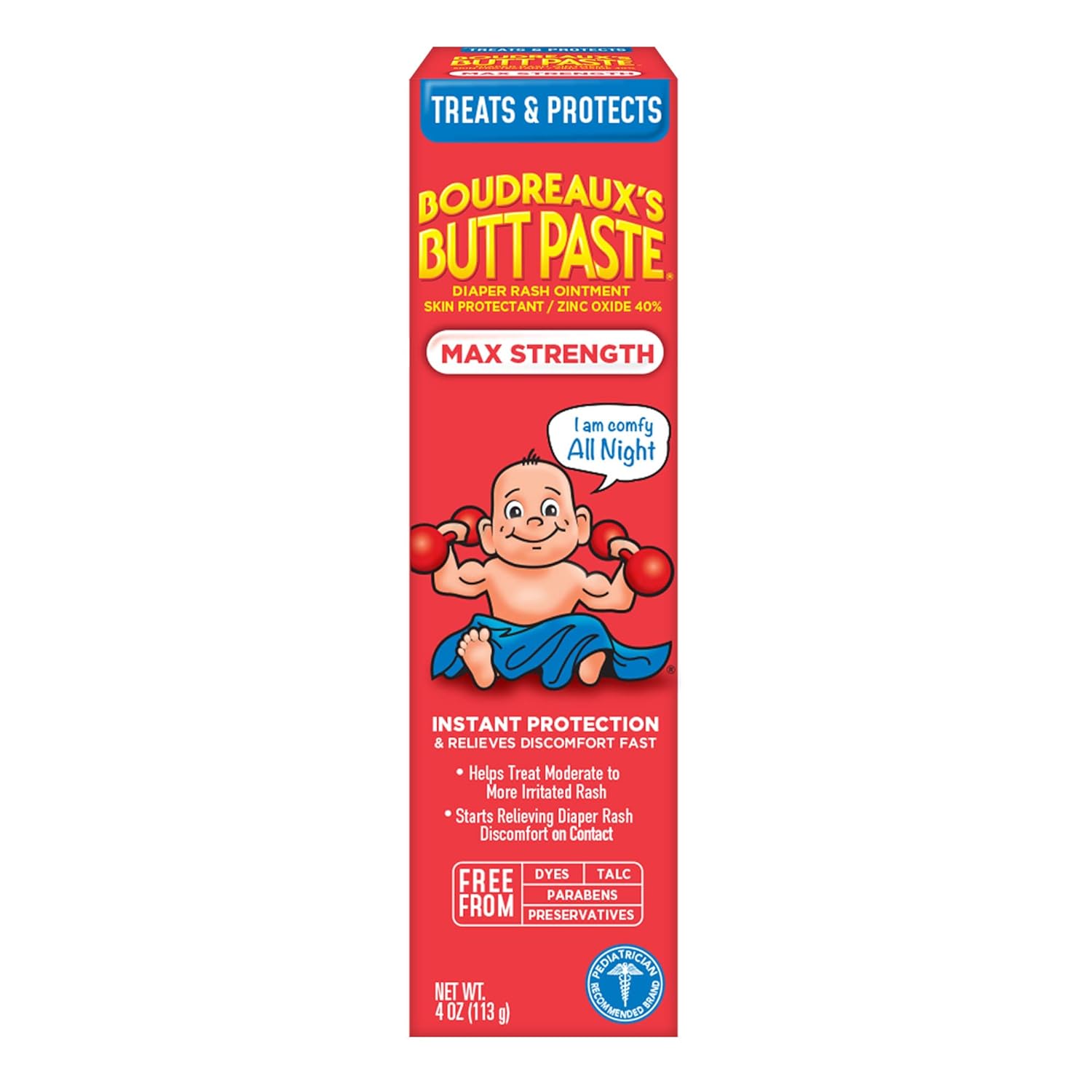 Boudreaux's Butt Paste Maximum Strength Diaper Rash Cream, Ointment for Baby, 4 oz Tube Visit the