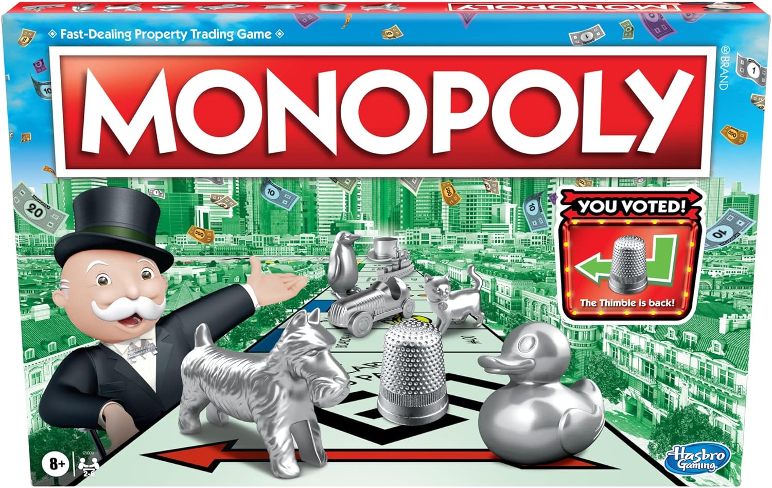 Monopoly Game, Family Board Games for 2 to 6 Players & Kids Ages 8 and Up, Includes 8 Tokens (Token Vote Edition)