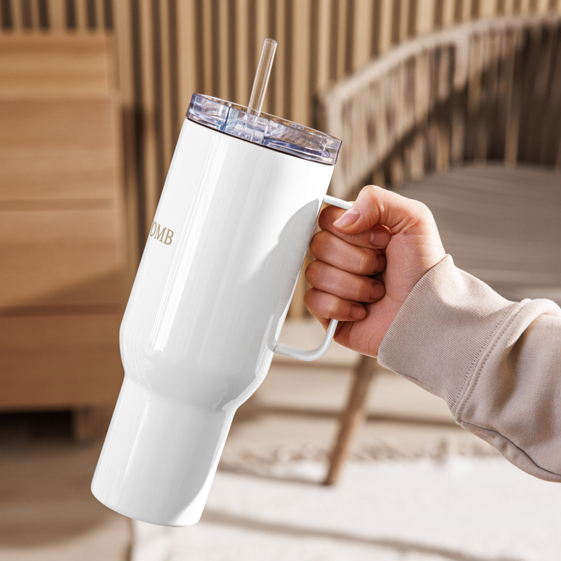 The Fit Womb Travel mug with a handle