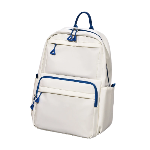 White Backpack with Blue Accents