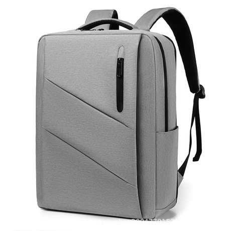 Modern Grey Backpack Personalized College Student Backpack with RFID Blocking and USB Port