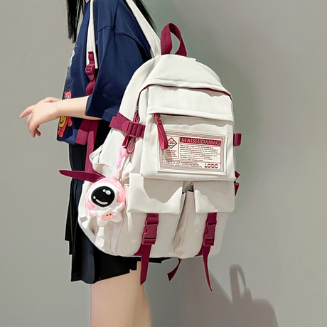 White and Burgundy Backpack