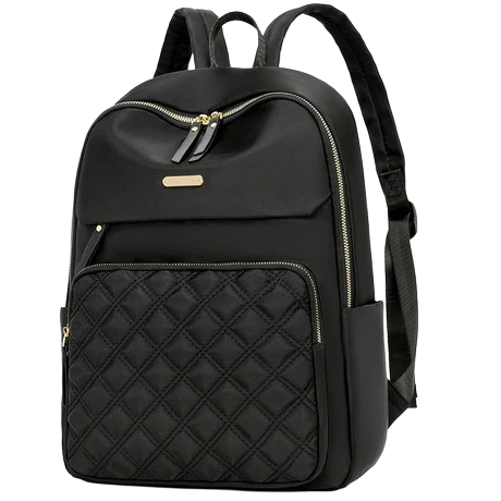 Stylish Black Quilted Lightweight Custom Nylon Backpack for Business Trips