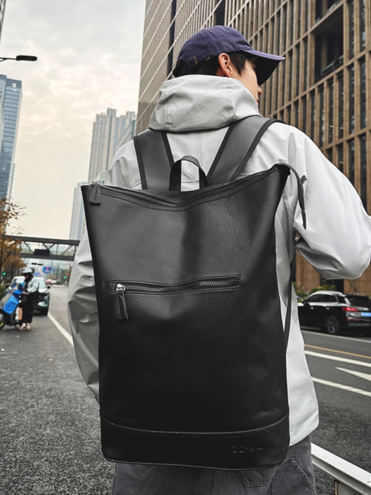 Sleek Black Urban Backpack Multifunctional business backpack tailored for professional image