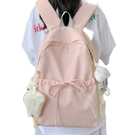Pink School Durable College Backpack for Daily Use
