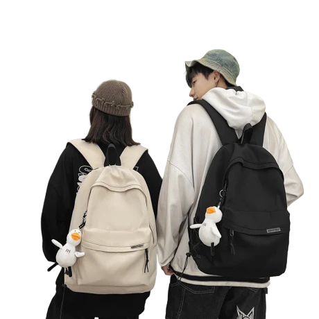 Casual Canvas Backpack with Duck Keychain Custom Eco-Friendly College Bags with Branding