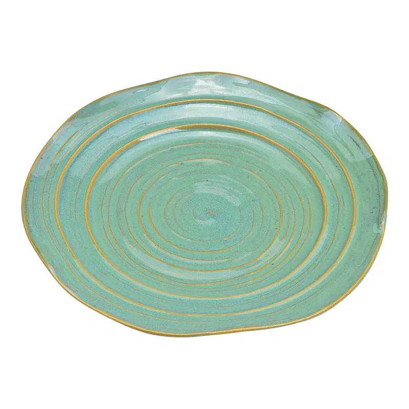 Plato verde aguamarina con espiral