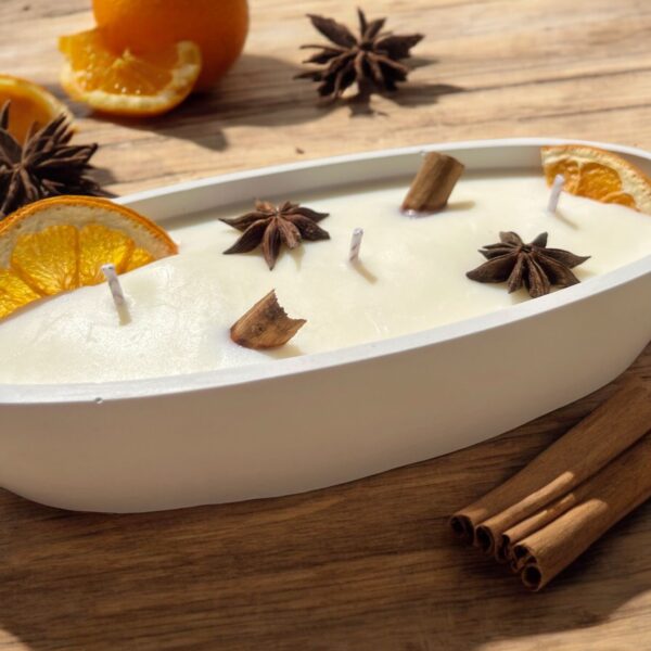 Vela Atenea de Canela y Naranja