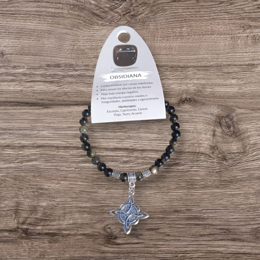 Pulsera de Obsidiana con nudo de Bruja