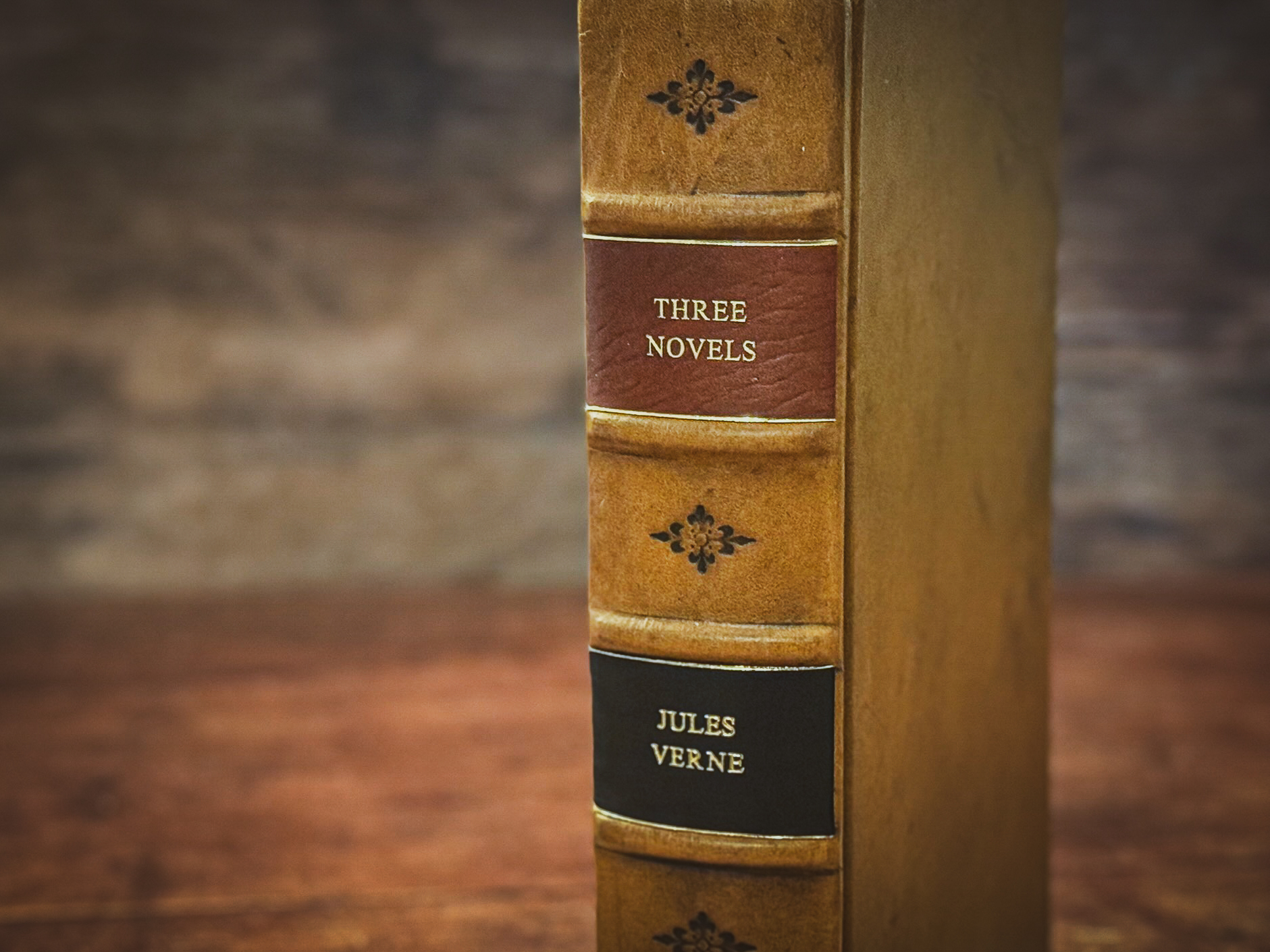 Three Novels - Jules Verne  - Antique Series - Leather Bound - Full Leather