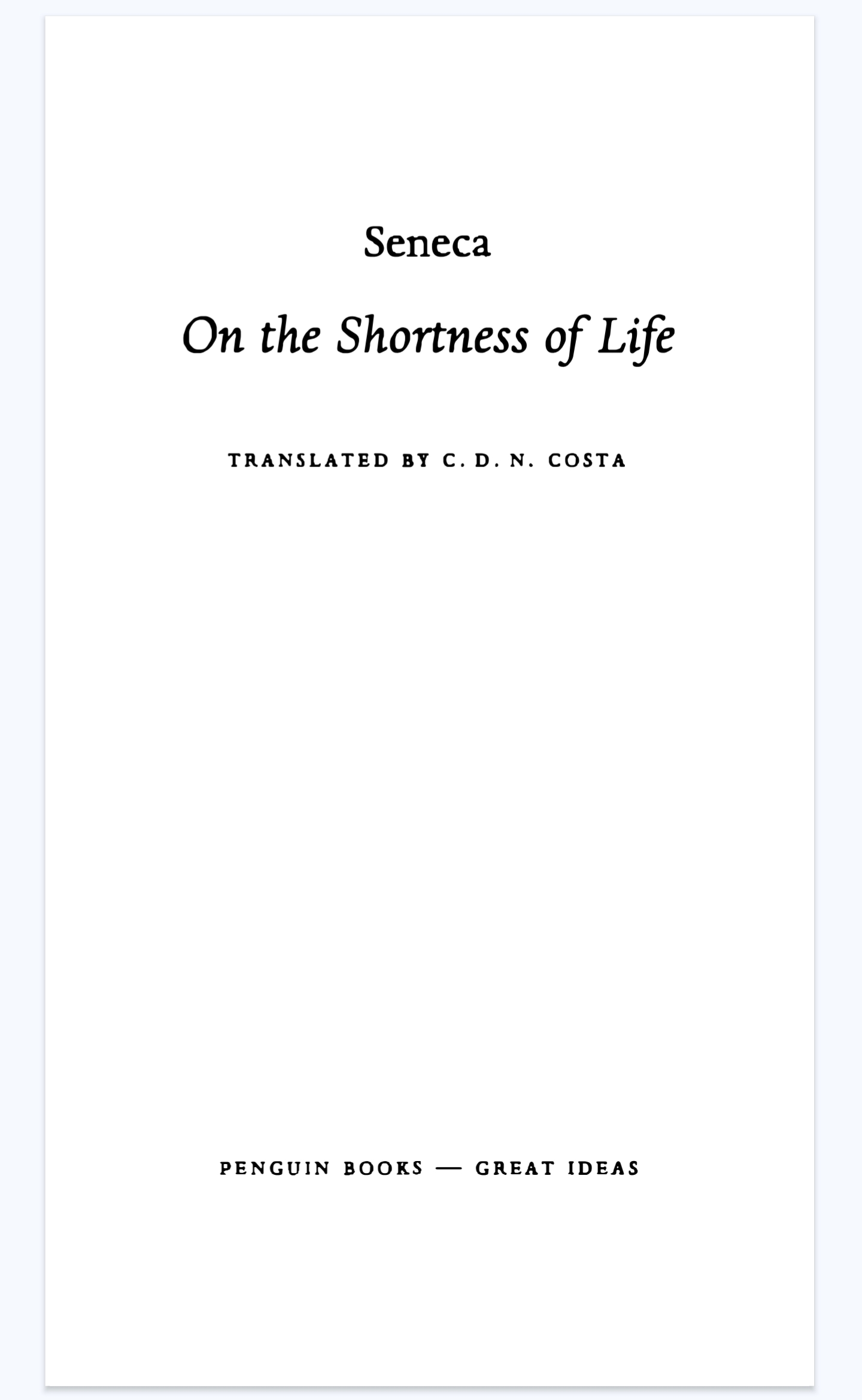 On the Shortness of Life by Seneca