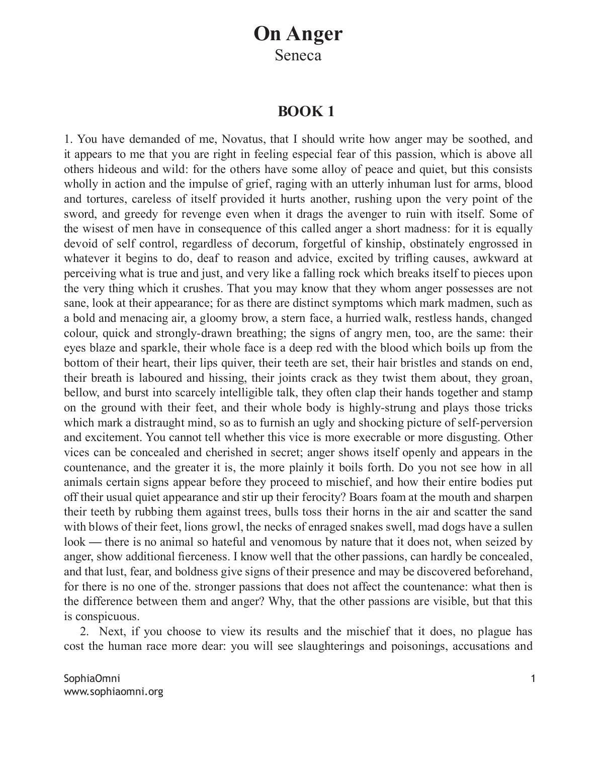 On Anger, A philosophical text by Seneca