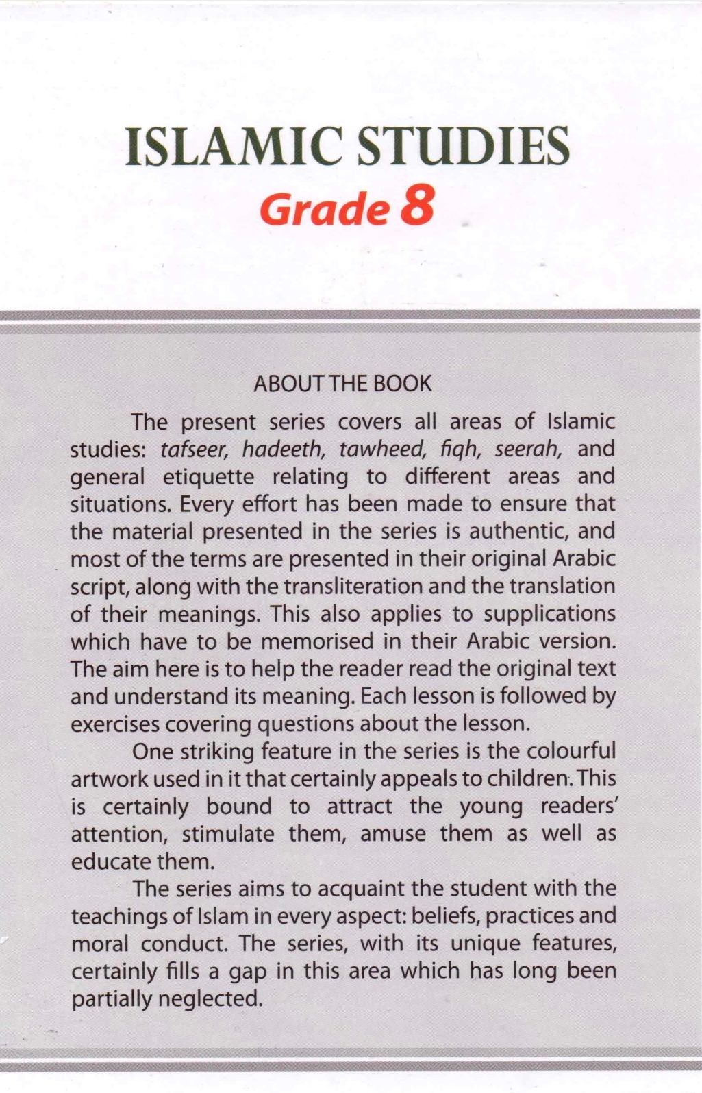 Islamic Studies, Grade 8 Islamic Studies Textbook, by Molvi Abdul Aziz