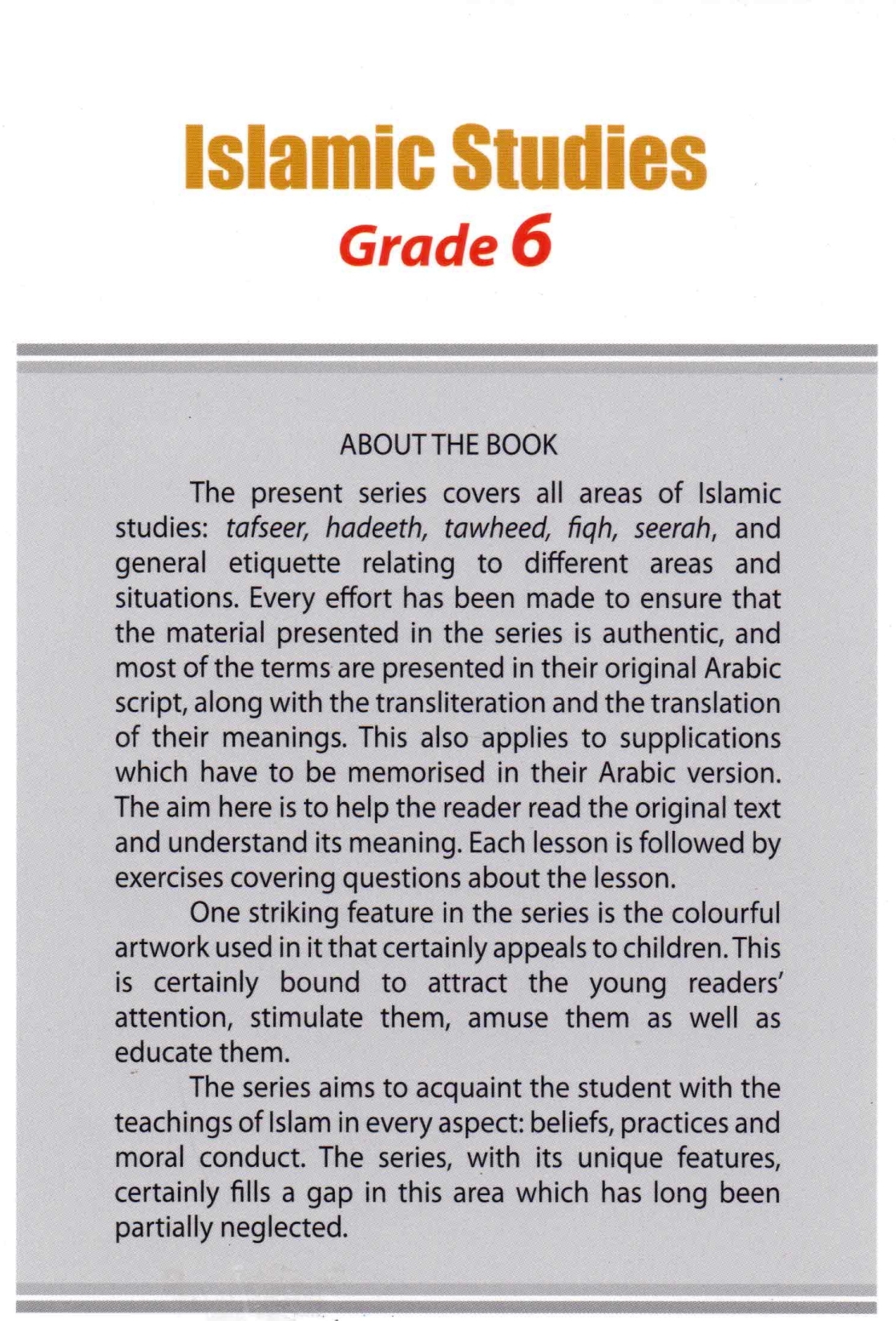 Islamic Studies Grade 6, By Molvi Abdul Aziz