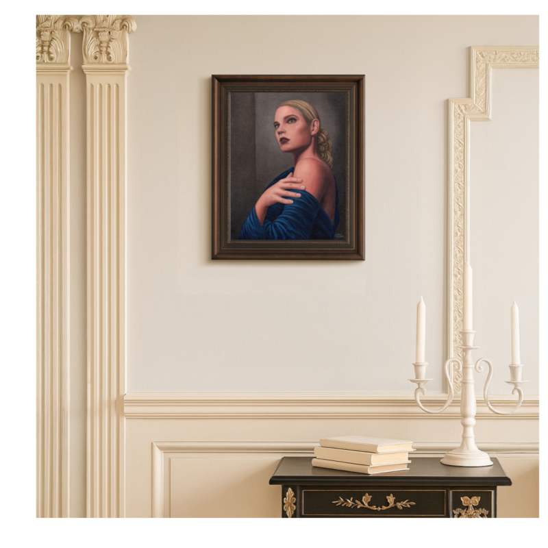 Woman in Blue Gown Fine Art Print