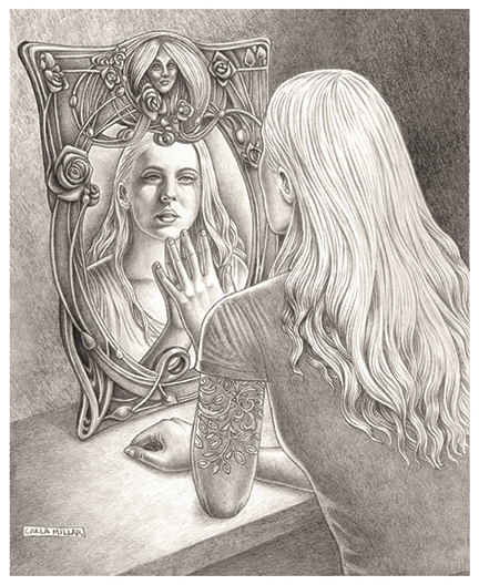 Woman and Mirror Fine Art Print