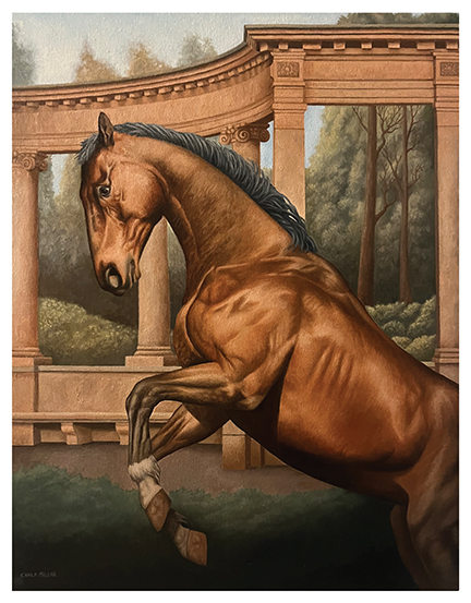 Rearing Horse in European Park Fine Art Print