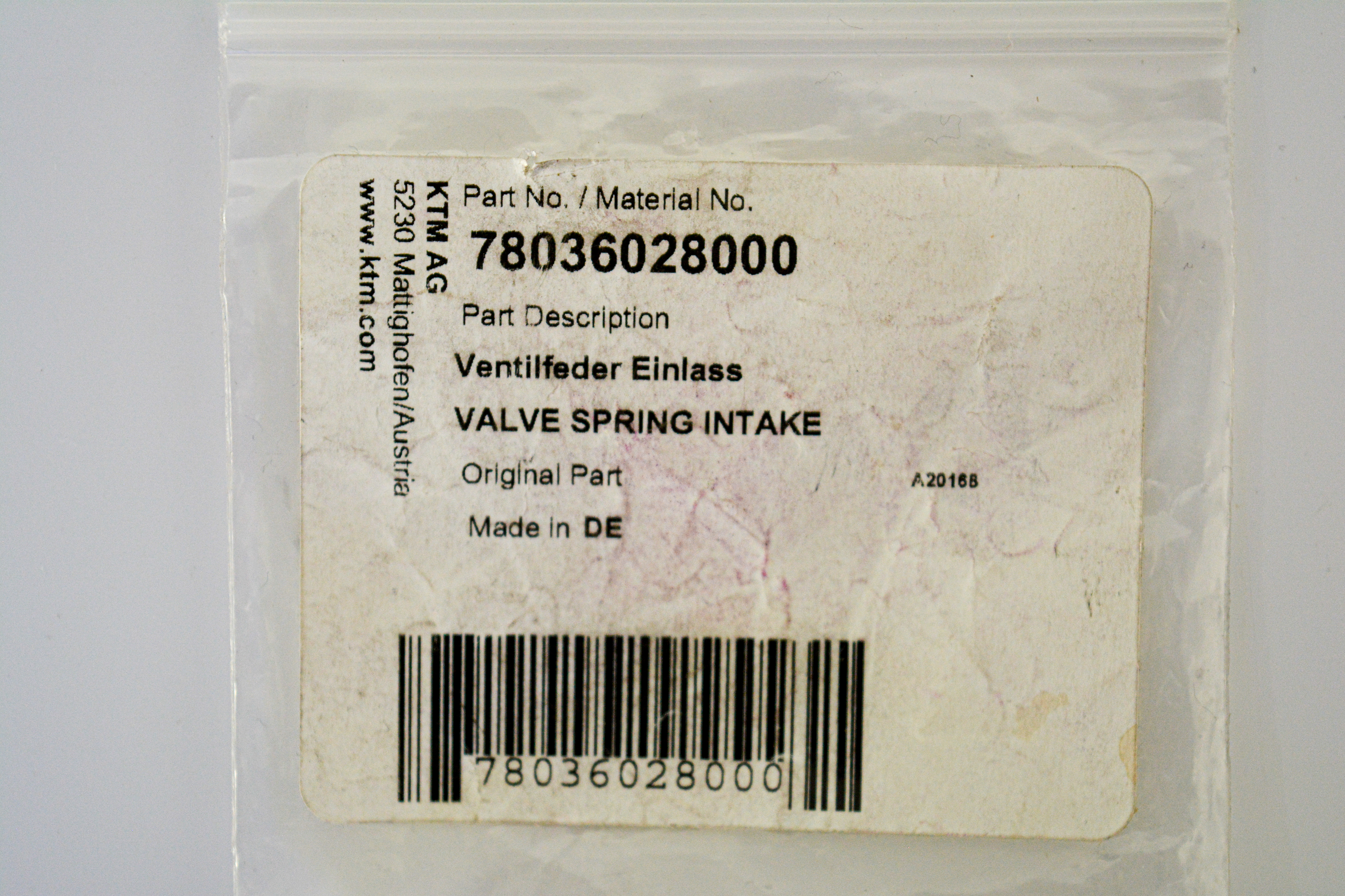 Resorte De Valvula De Admision Ktm - 78036028000