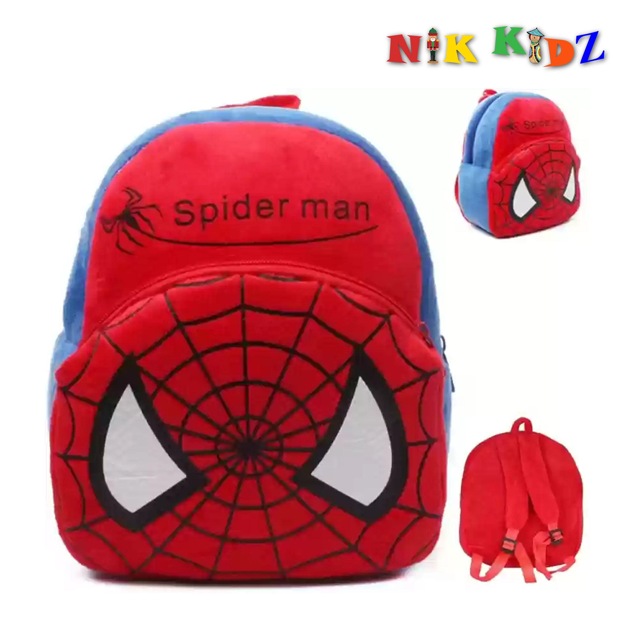 Backpack Kids School Bag Spiderman Soft Plush Backpacks Cartoon Baby Boys/Girls Plush Bag  (Red)