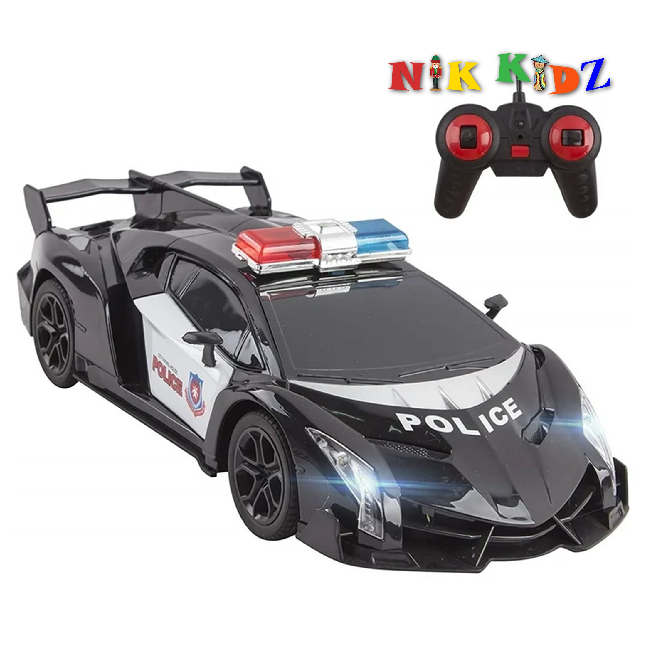 Adepe Remote Control Police Car 4WD Sports Car,Open The Door by RC,Fall Resistant Drift Racing with Light High Speed Vehicle Toy for Children Boys Kids 