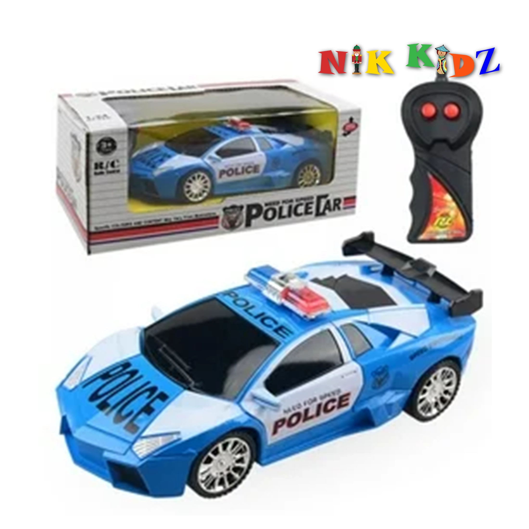 Remote Control Police Car Toy with Lights for Boys - Electric Cop Car - Durable RC Police Car