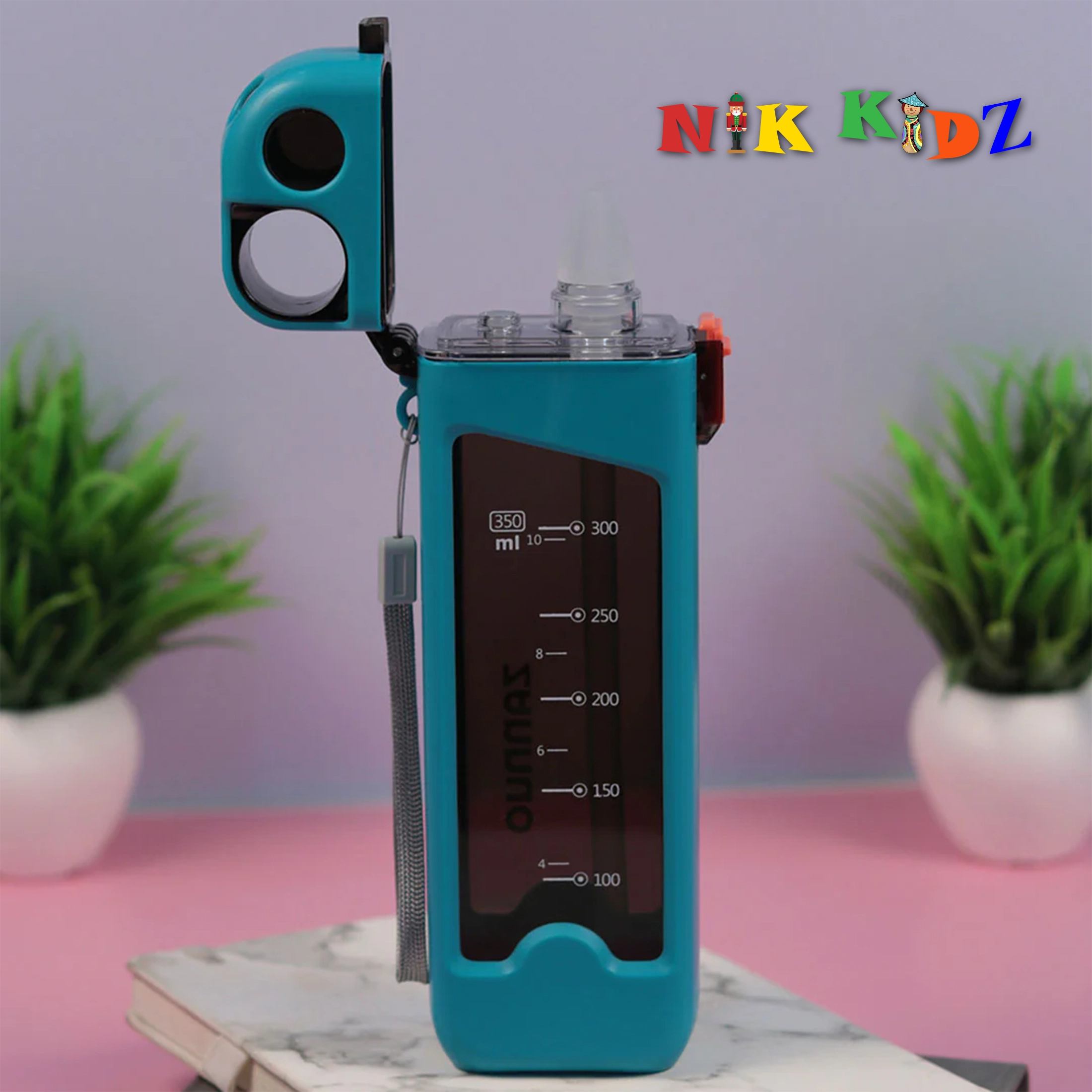 350ml ,Plastic Water Bottle with Pop Up Straw & Lock
