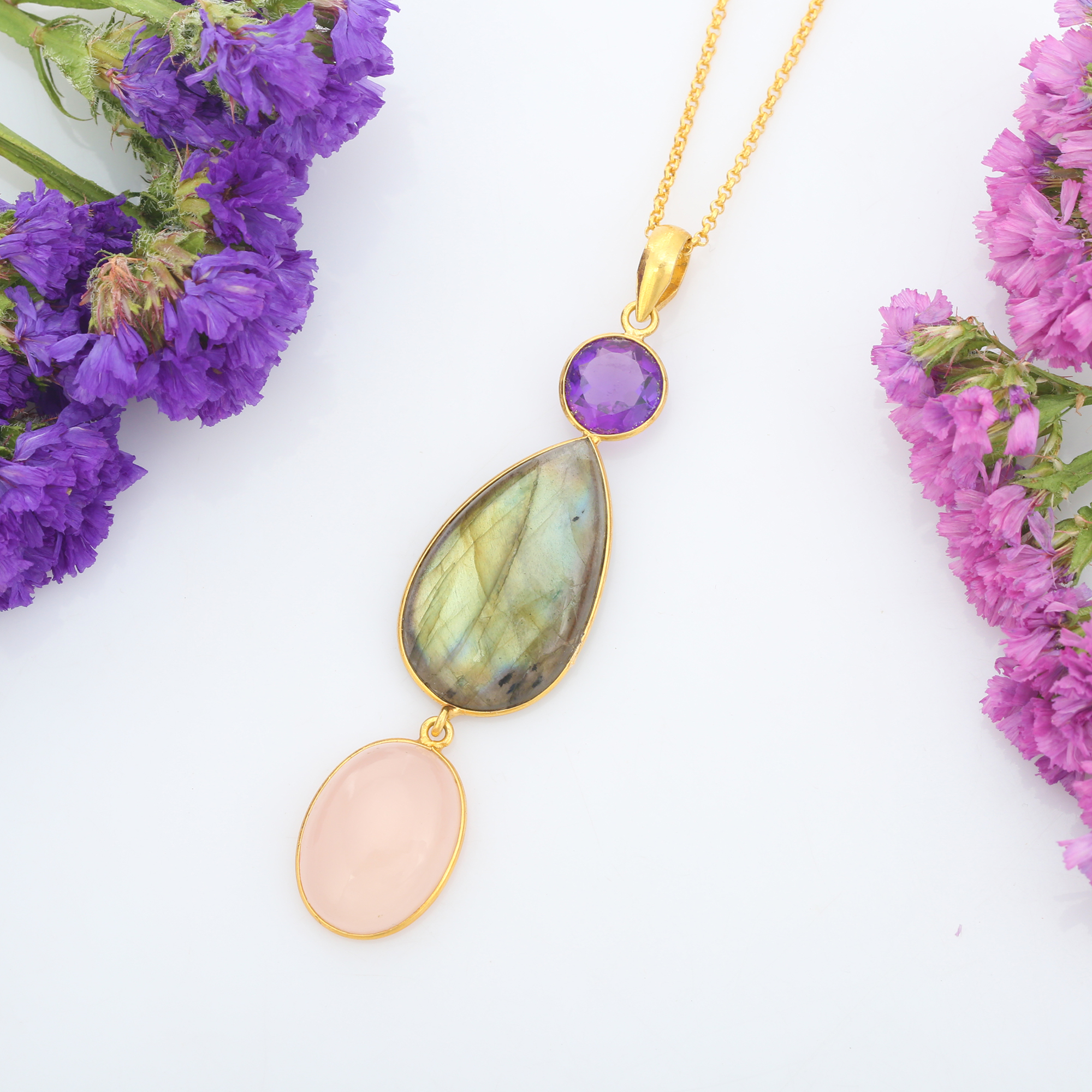 Top Selling Multi Stones And Multi Design Necklaces Made With 925 Sterling Silver Trendy Jewelry (VVJGN 01)