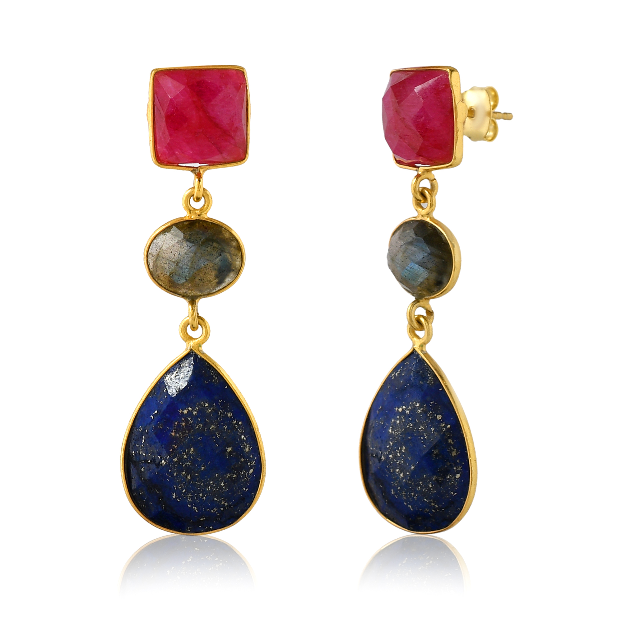 Hot Trendy Natural Labradorite Gemstone Earrings With 925 Sterling Silver For Women At Best Price (VVJGE 03)