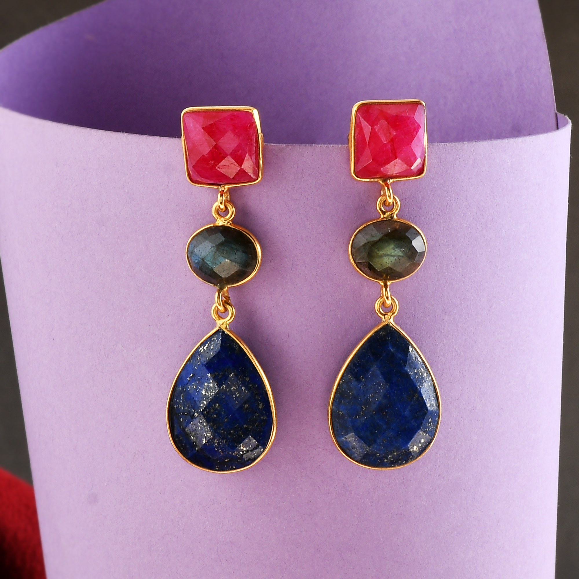 Hot Trendy Natural Labradorite Gemstone Earrings With 925 Sterling Silver For Women At Best Price (VVJGE 03)