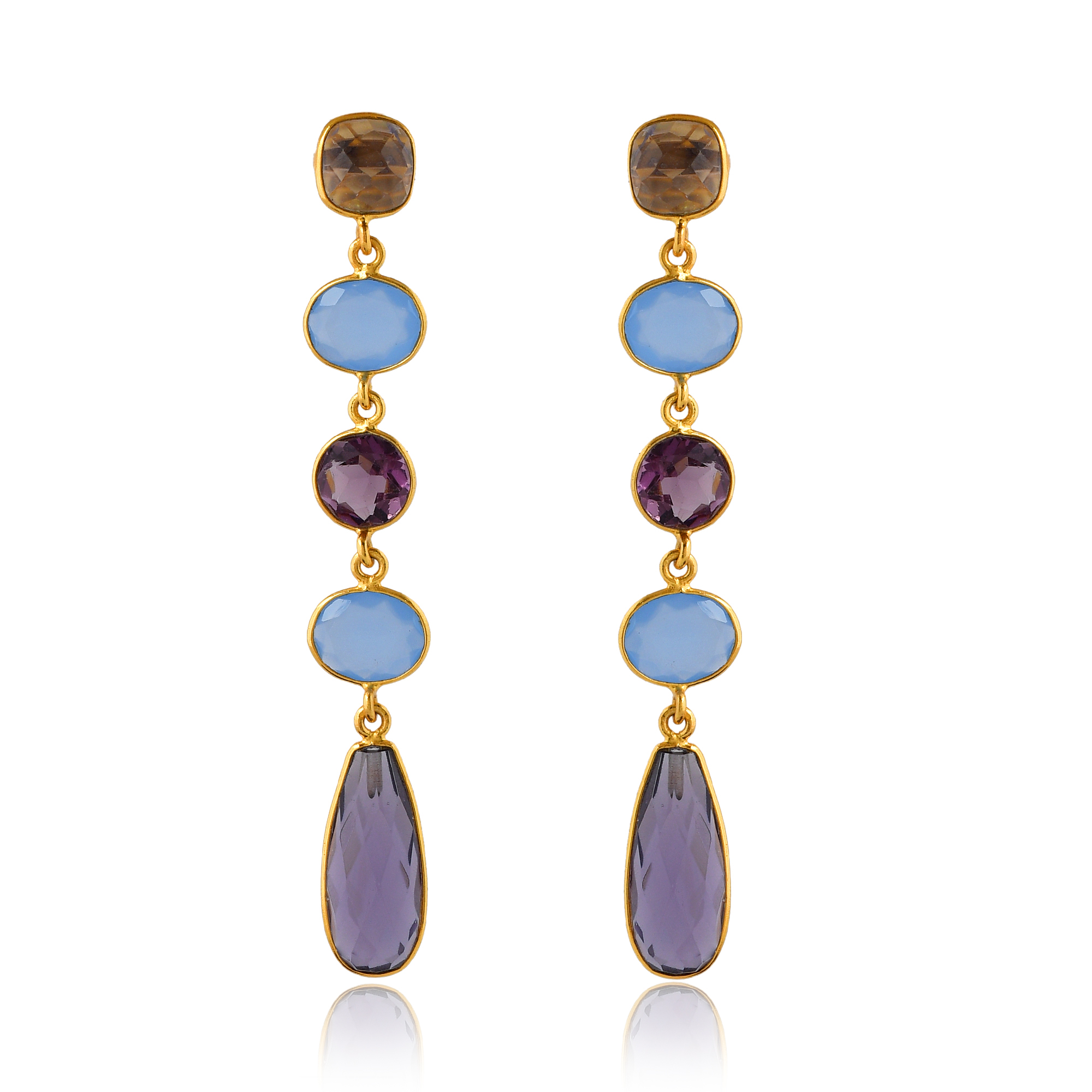 Top Quality Multi Color Long Earring Stylish Beautiful Jewelry Earring Gold Plated Drop Earrings for Women and Girls (VVJGE 08)