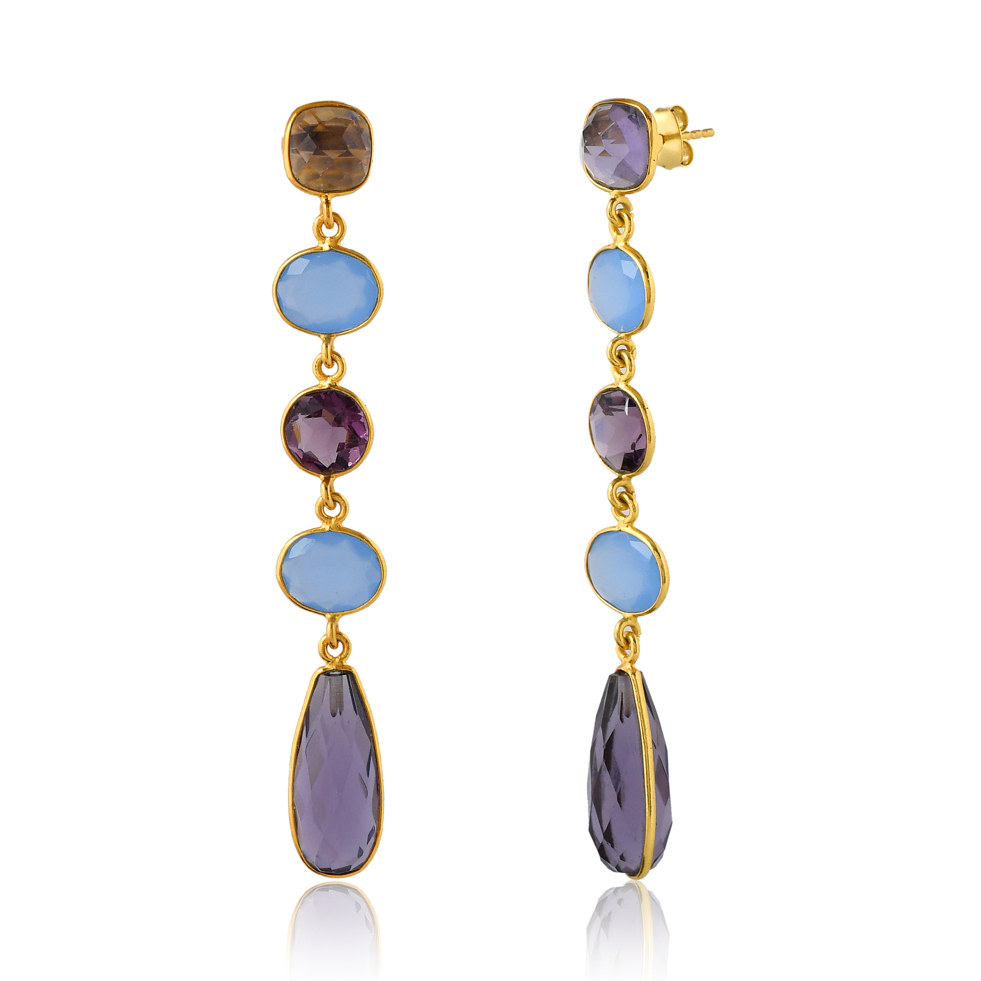 Top Quality Multi Color Long Earring Stylish Beautiful Jewelry Earring Gold Plated Drop Earrings for Women and Girls (VVJGE 08)