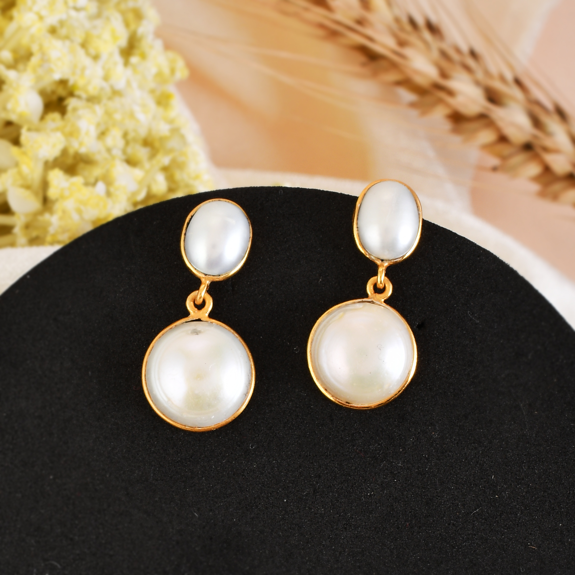 Trendy Fashionable Stylish Beautiful Natural Pearl Earring Designer Gold Plated Jewelry for Women and Girls at Wholesale Price (VVJGE 13)
