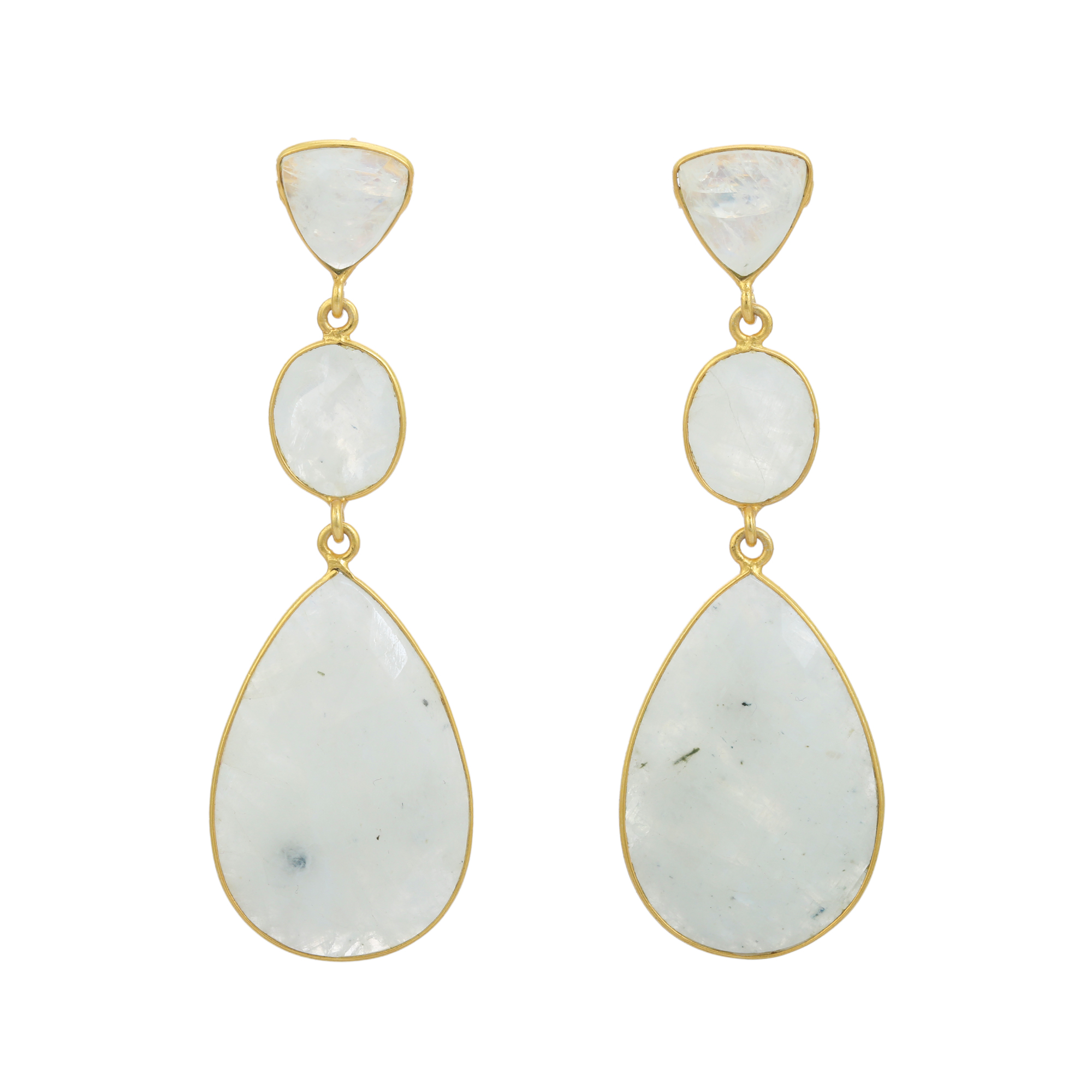 100% Gold Plated Natural White Rainbow Drop Earring Beautiful Fashion Rainbow Stone Jewelry Long Earring for Women and Girls (VVJGE 21)