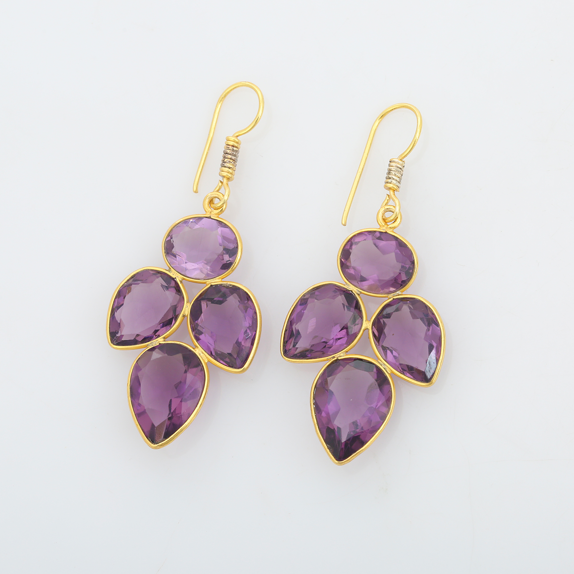 Top Selling Silver Hydro Earring Beautifully Designed With Blue Amethyst Stone Gold Plated Jewelry for Girls and Women (VVJGE 23)