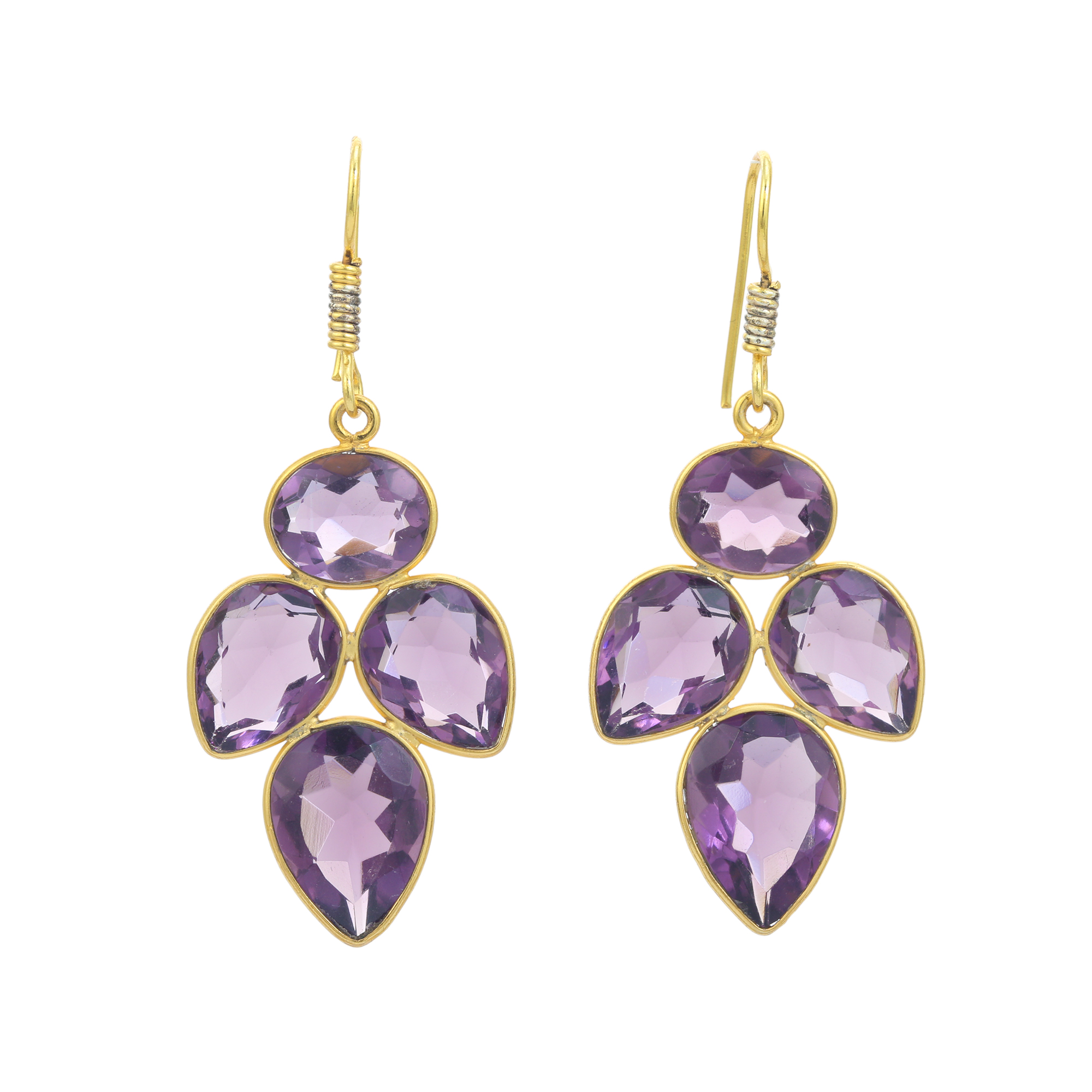 Top Selling Silver Hydro Earring Beautifully Designed With Blue Amethyst Stone Gold Plated Jewelry for Girls and Women (VVJGE 23)