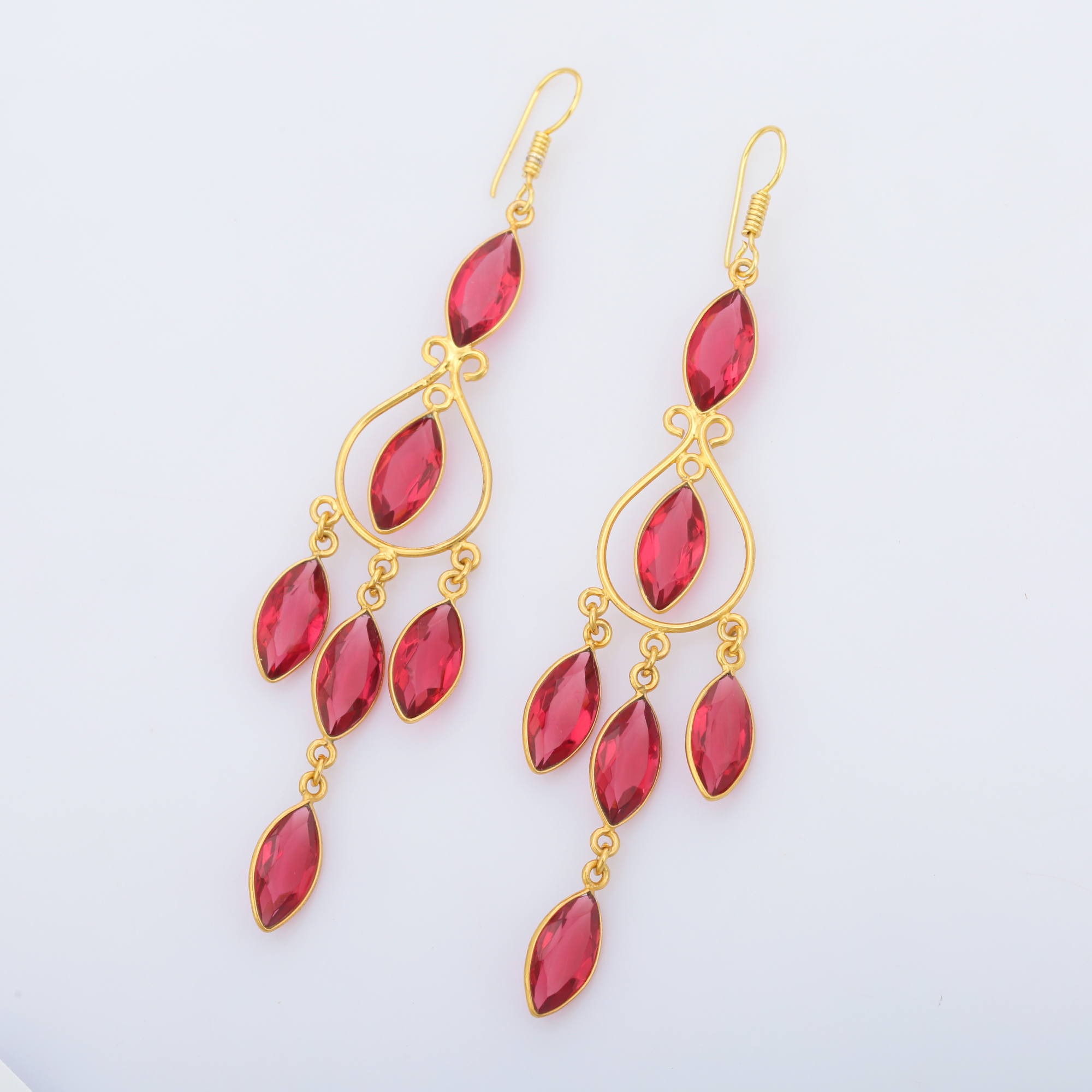 Natural Beautiful Tourmaline Hydro Light Weight Long Earring Gold Plated Designer Piece Jewelry Earring for Girls and Women (VVJGE 26)