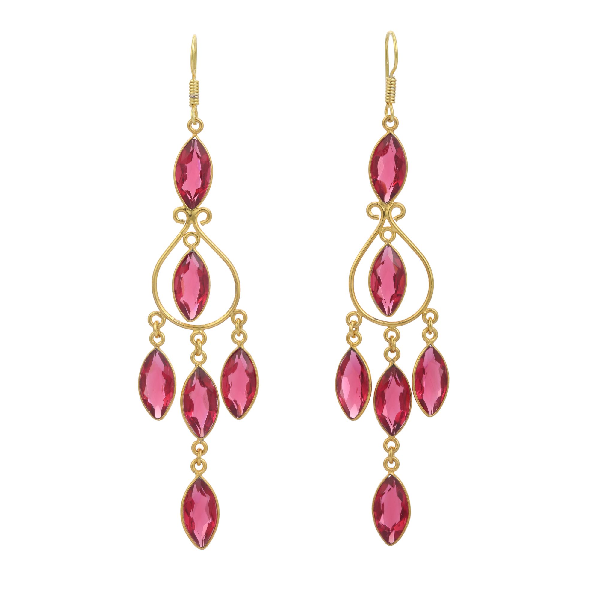 Natural Beautiful Tourmaline Hydro Light Weight Long Earring Gold Plated Designer Piece Jewelry Earring for Girls and Women (VVJGE 26)