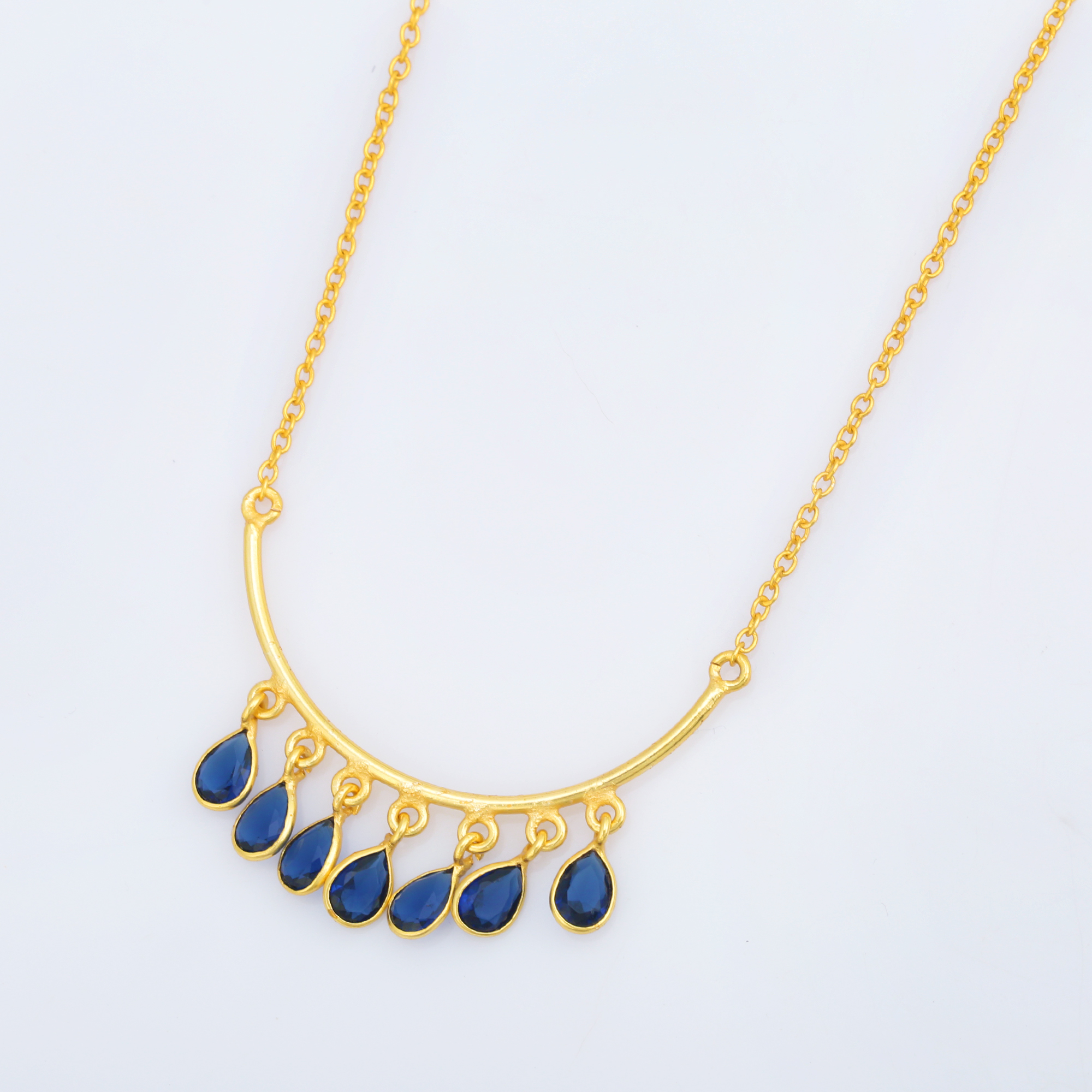 Light Luxury Fashion 18k Real Gold Plated Pear Stone Shape Necklaces With Chain Simple Top Quality (VVJGN 05)