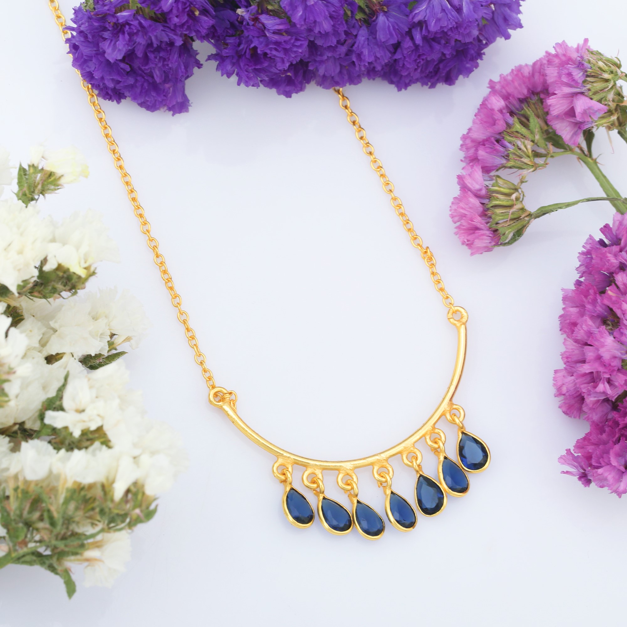 Light Luxury Fashion 18k Real Gold Plated Pear Stone Shape Necklaces With Chain Simple Top Quality (VVJGN 05)