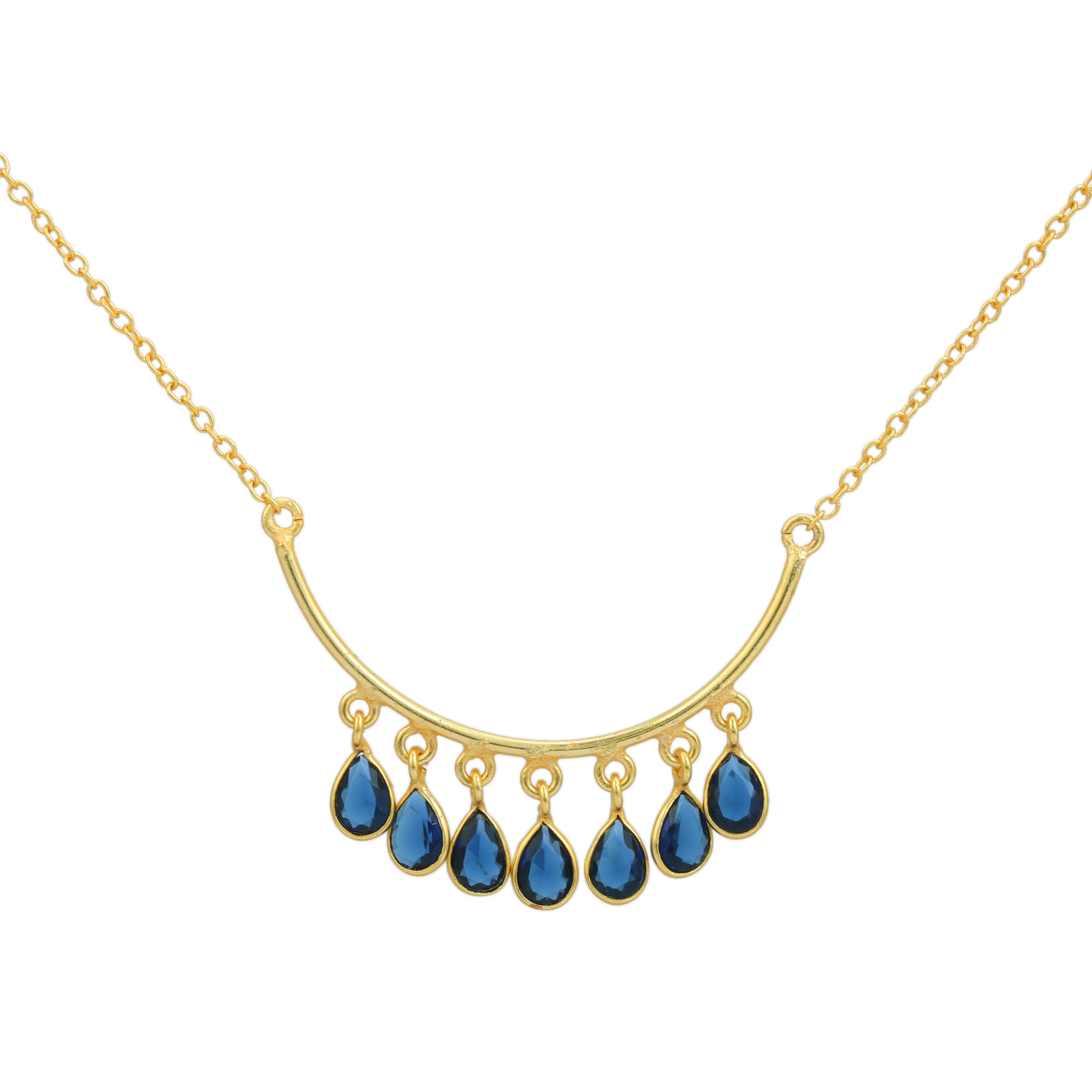 Light Luxury Fashion 18k Real Gold Plated Pear Stone Shape Necklaces With Chain Simple Top Quality (VVJGN 05)